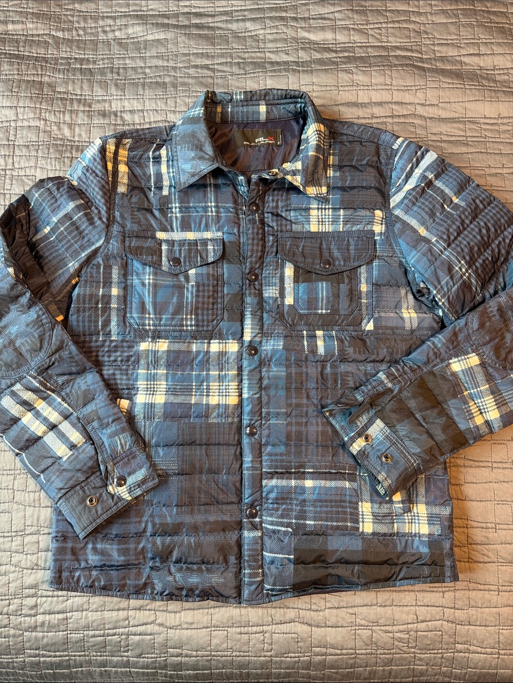 Polo Ralph Lauren RLX Men's Quilted Plaid Jacket - Blue Size Medium